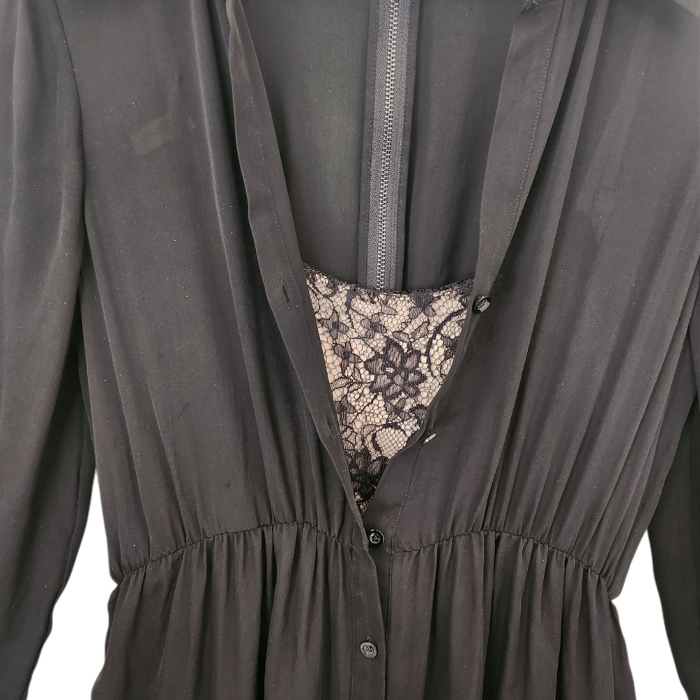 Alice + Olivia Raquel Lace Floral Button Down Silk Dress - Picture 9 of 12